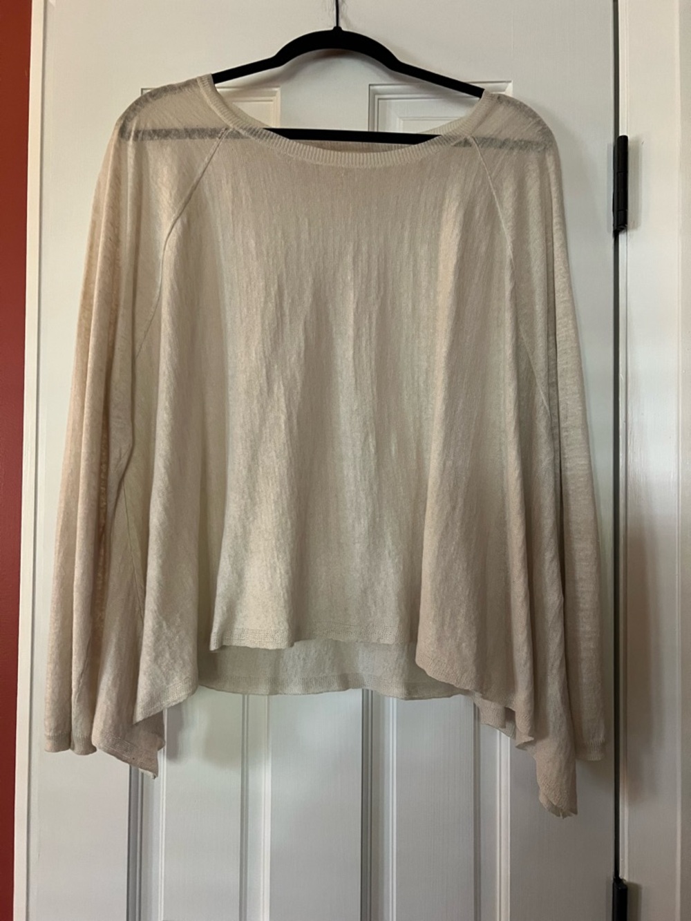 EILEEN FISHER ECRU LINEN HANDKERCHIEF SWEATER LG